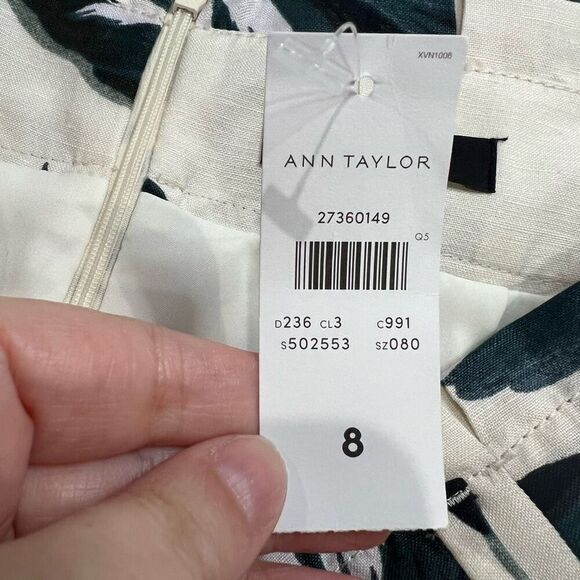 Ann Taylor Cream Tropical Palm Linen Blend Pocket Pencil Skirt Sz 8 Women’s NWT - Picture 4 of 8
